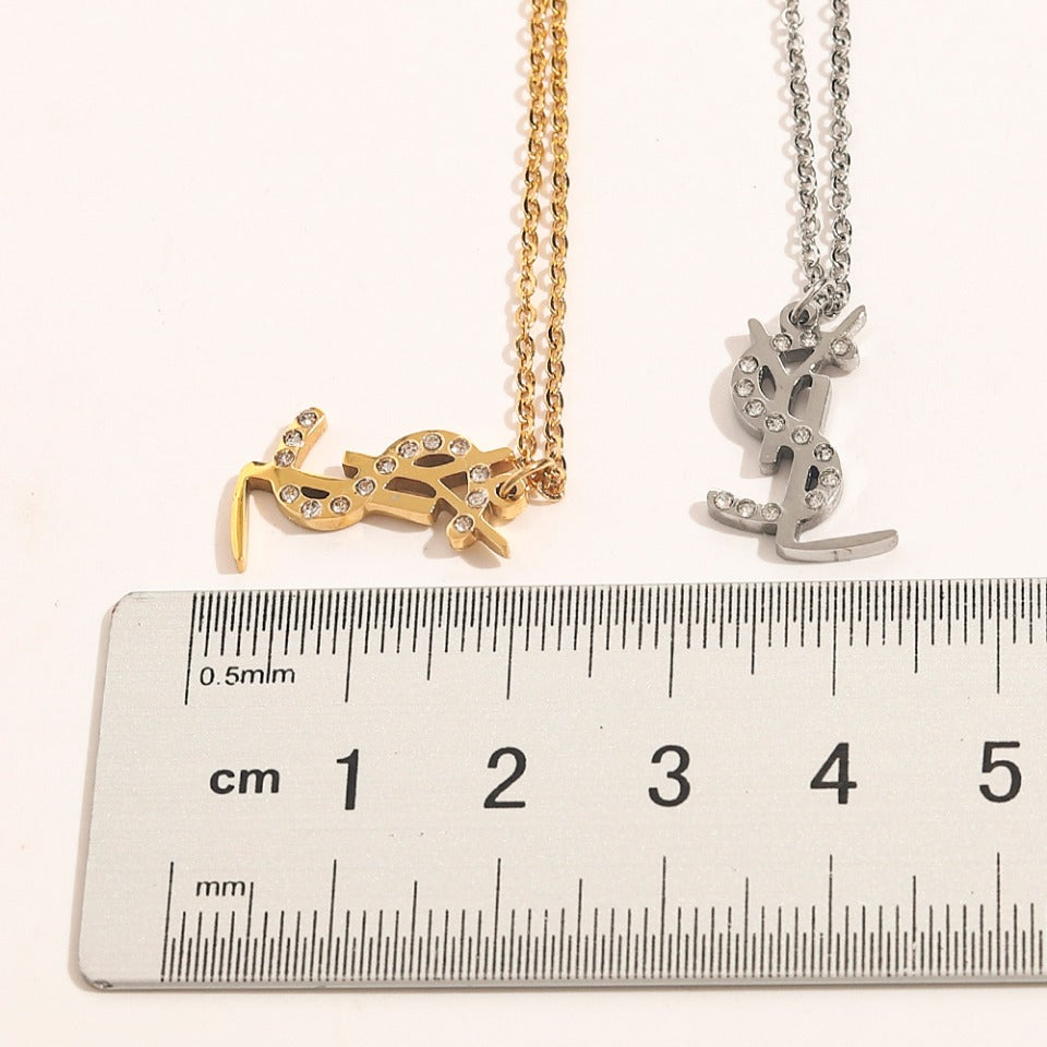 304 Stainless Steel Polished Monogram Fine Chain Necklace