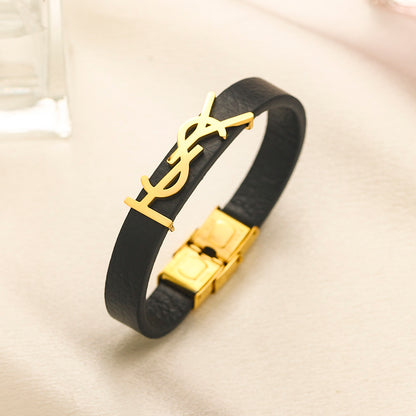 304 Stainless Steel Textured Strap Monogram Bracelet