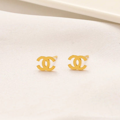 304 Stainless Steel Petite Interlocking-C Stud Earrings