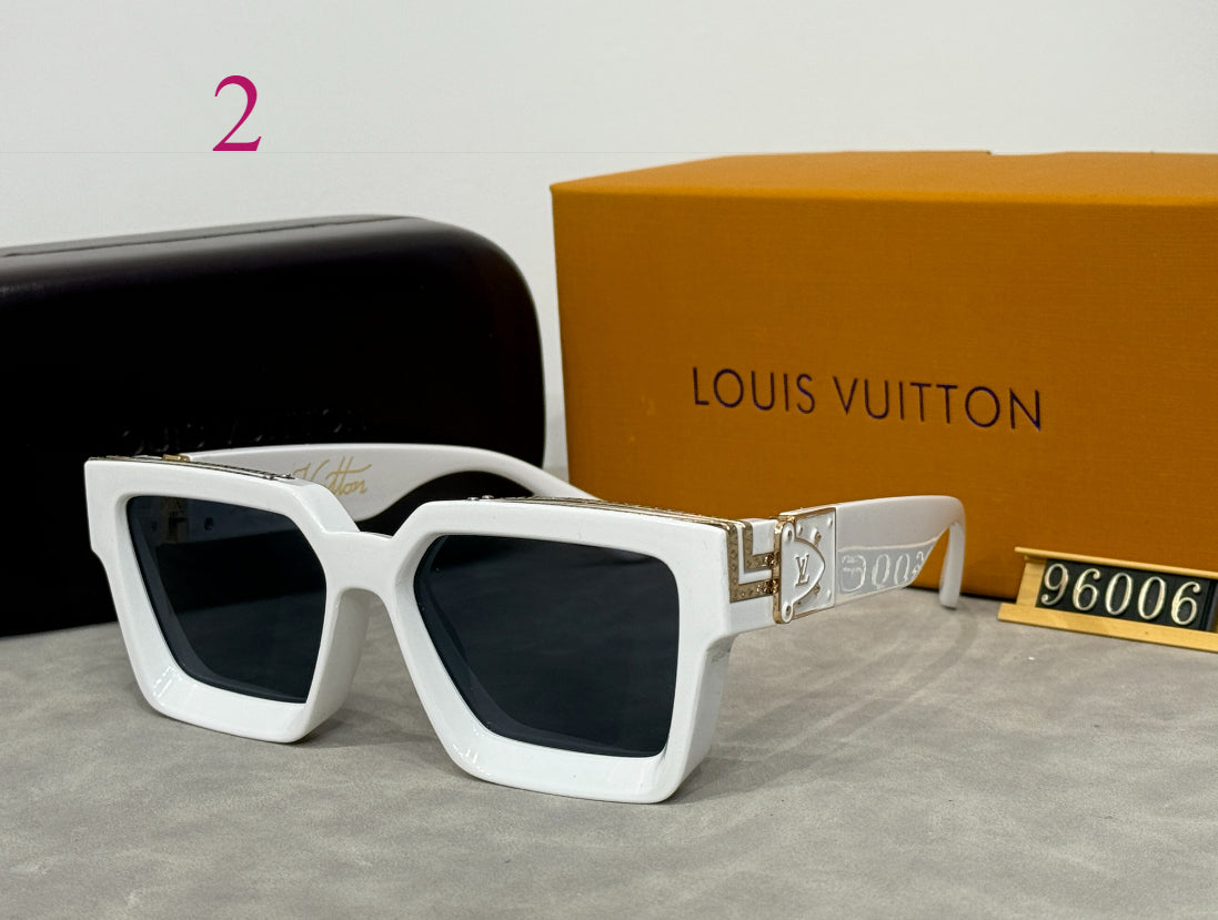 Beveled Square Sunglasses with Metallic Temple Trim