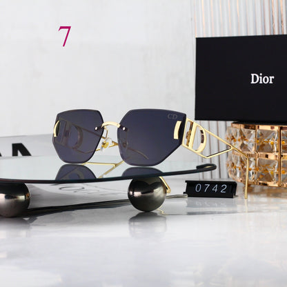 Rectangular Metal Sunglasses with Twin Bridge Bars