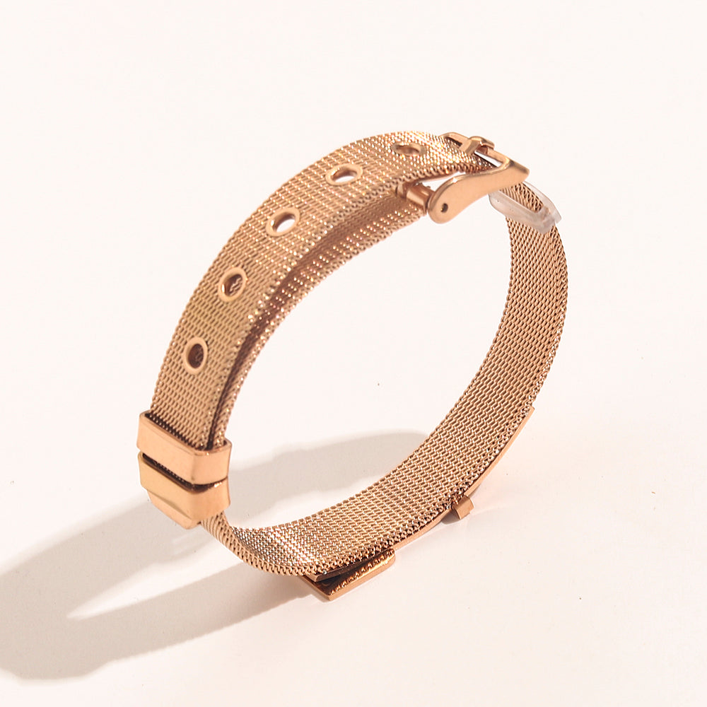304 Stainless Steel Mesh Rectangular-Clasp Bracelet