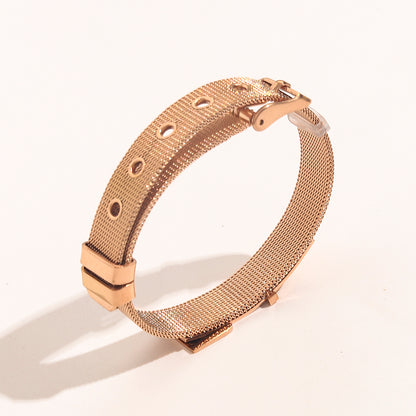 304 Stainless Steel Mesh Rectangular-Clasp Bracelet