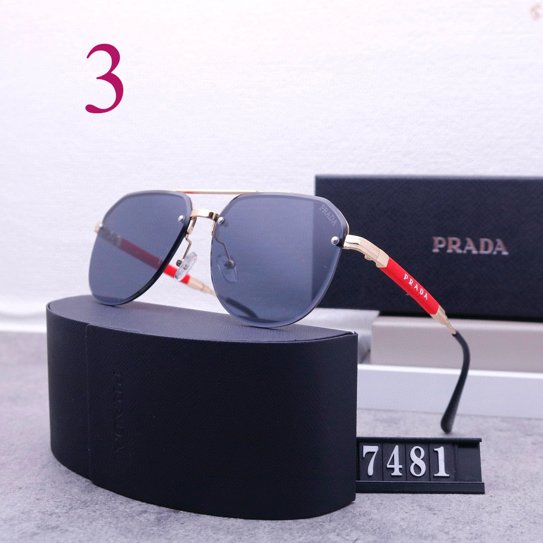 Squared Aviator Sunglasses with Contrast Temple Accents
