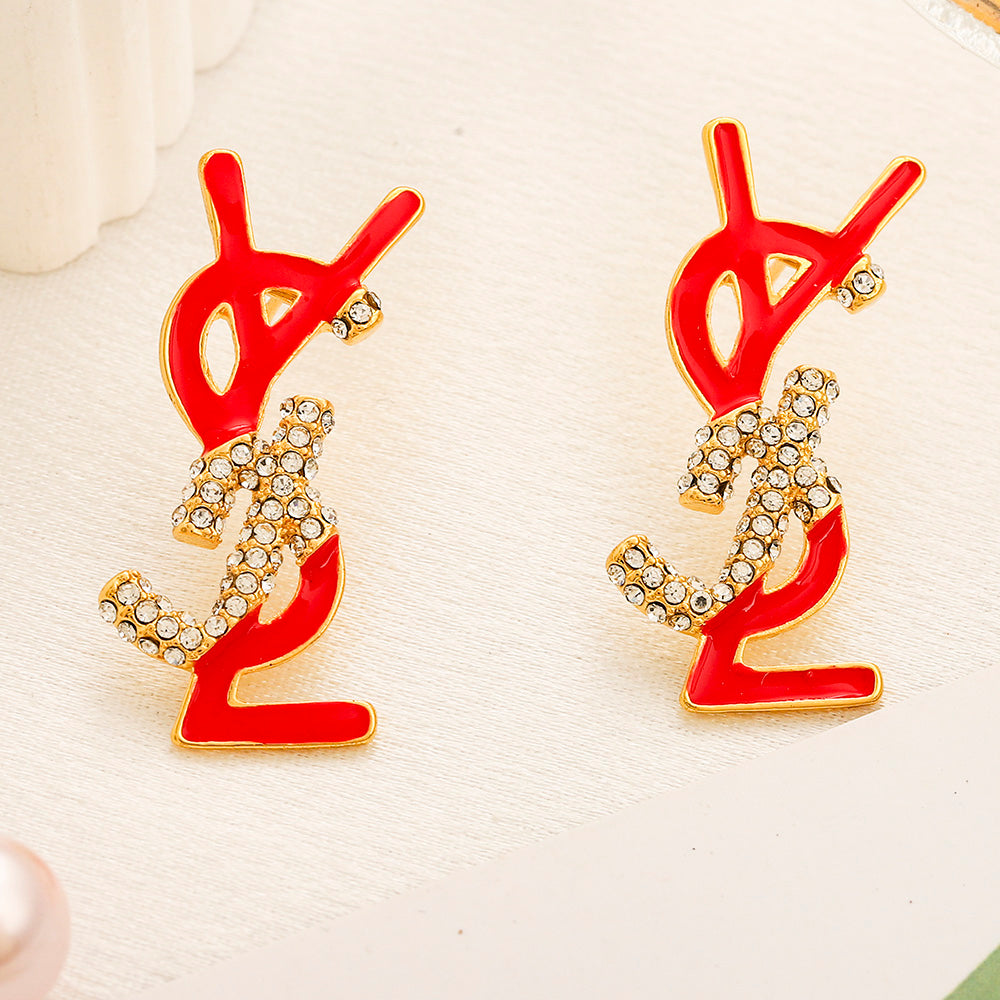 304 Stainless Steel Colorful Letter Stud Earrings