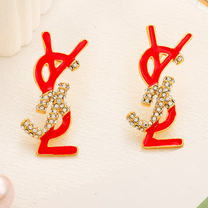 304 Stainless Steel Colorful Letter Stud Earrings