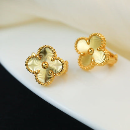 Fluted Four-Petal Flower Stud Earrings