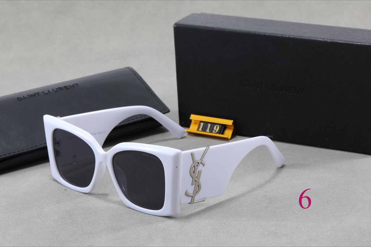 Square Cat-Eye Sunglasses with Monogram Temples