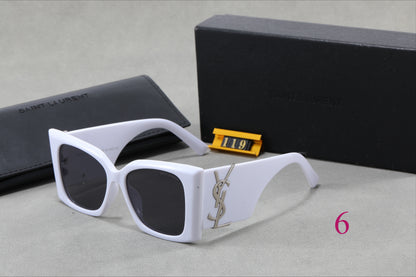 Square Cat-Eye Sunglasses with Monogram Temples