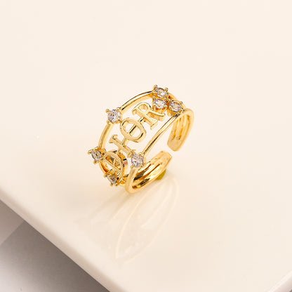 Copper Zirconium Real Gold Plated Ring,Rings Collection、D*or  Series