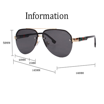 Rimless Round Sunglasses with Wide Metal Brow Bar