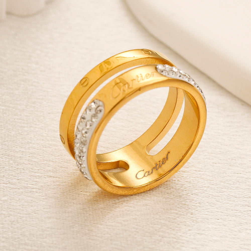 Copper Zirconium Real Gold Plated Ring,Rings Collection、Cart*er   Series