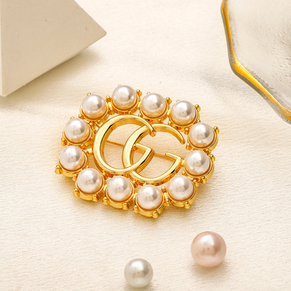 Alloy Stamped Real Gold Plated Brooch,Brooches Collection、GU*CI Series