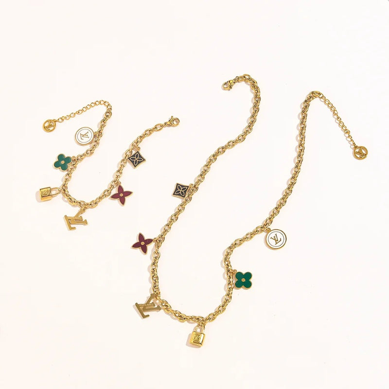 Set di collana e bracciale stampati in acciaio inossidabile 304