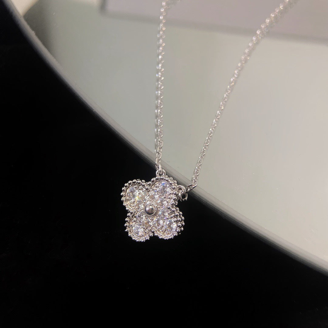 Pave Quatrefoil Pendant Necklace