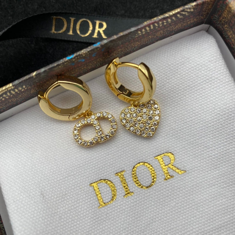 Asymmetric Heart & Oval Charm Hoop Earrings
