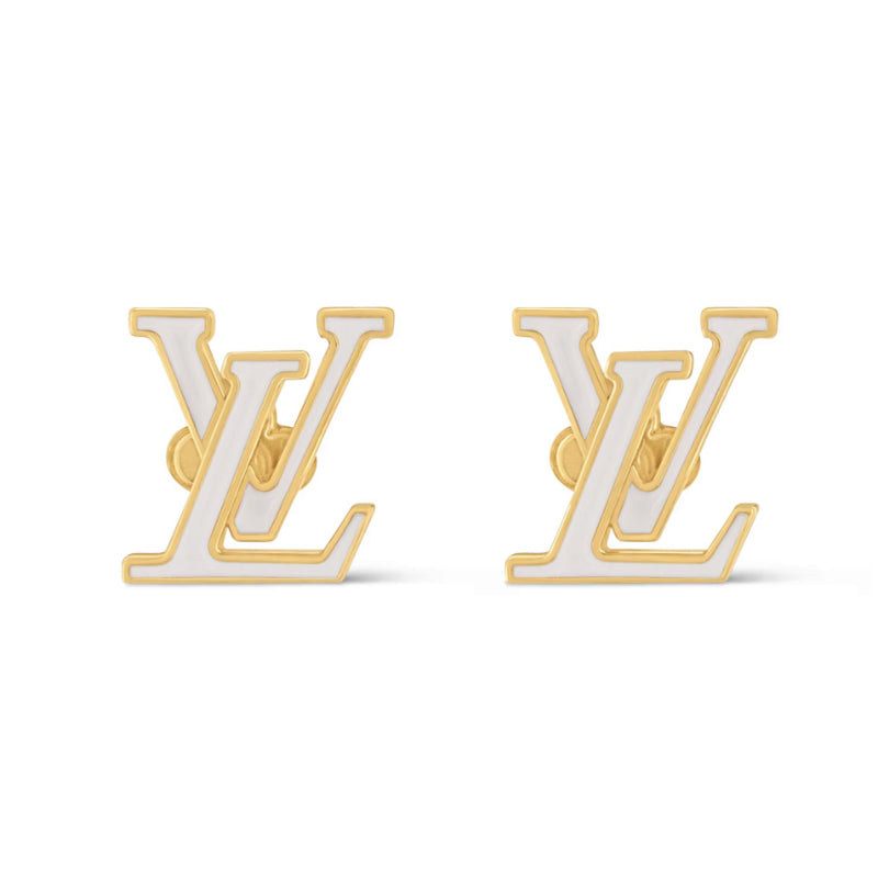 Color-Inlay Monogram Stud Earrings