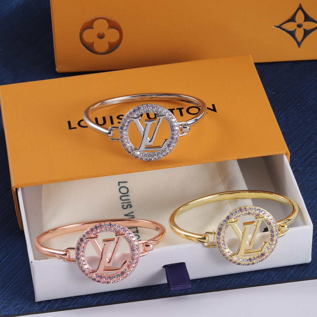 Pave Round Monogram Cuff Bracelet