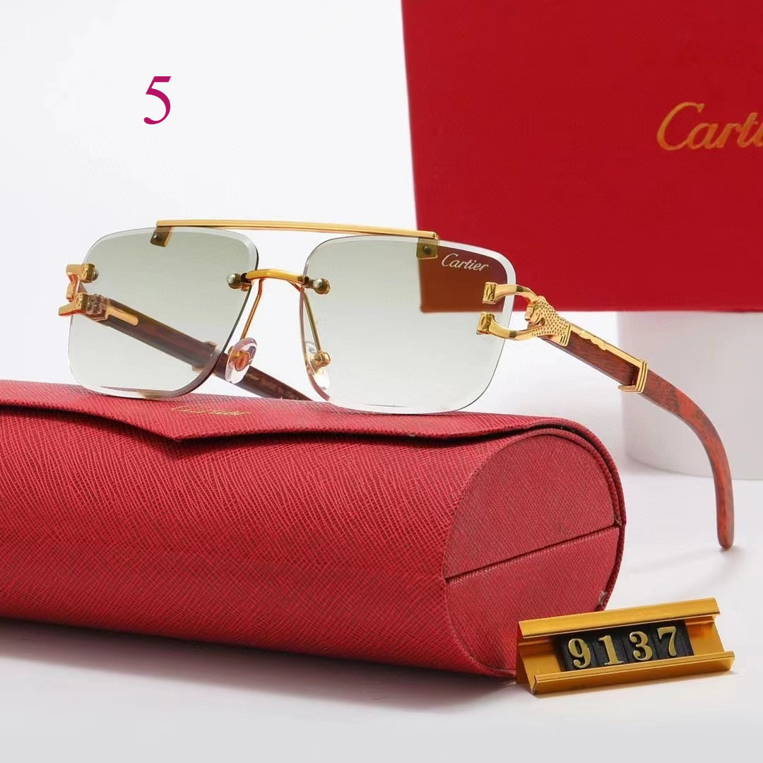 Rimless Flat-Top Sunglasses with Studded Brow Bar