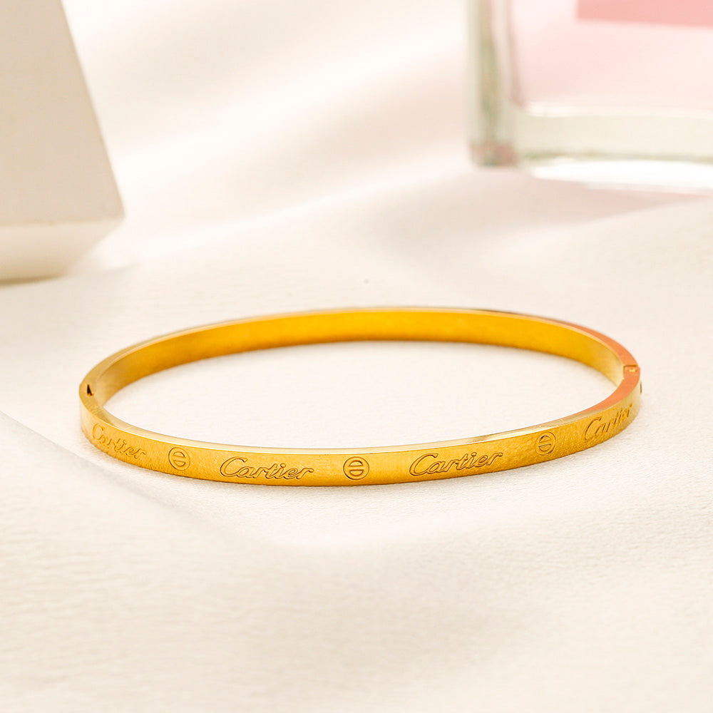 304 Stainless Steel Polished Engraved Slim Bangle Bracelet
