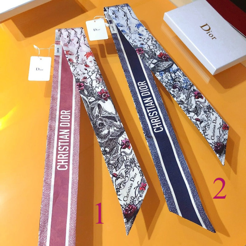 Scenic Print & Lettering Ribbon Scarf - 5 x 120 cm