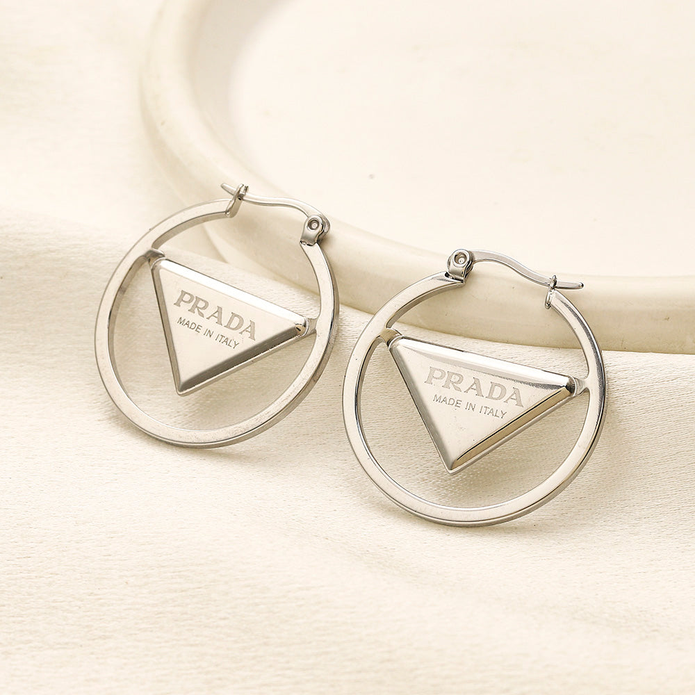 304 Stainless Steel Triangle Frame Hoop Earrings