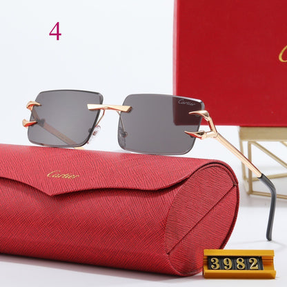 Wide Rectangular Rimless Sunglasses