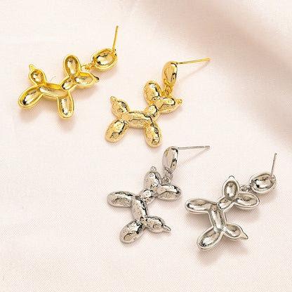 Copper Stone-Accent Four-Petal Flower Drop Earrings