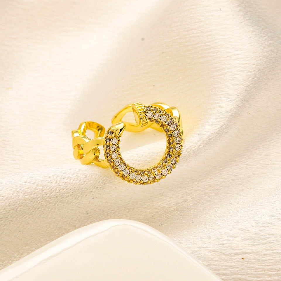 Anello placcato oro vero in rame e zirconio