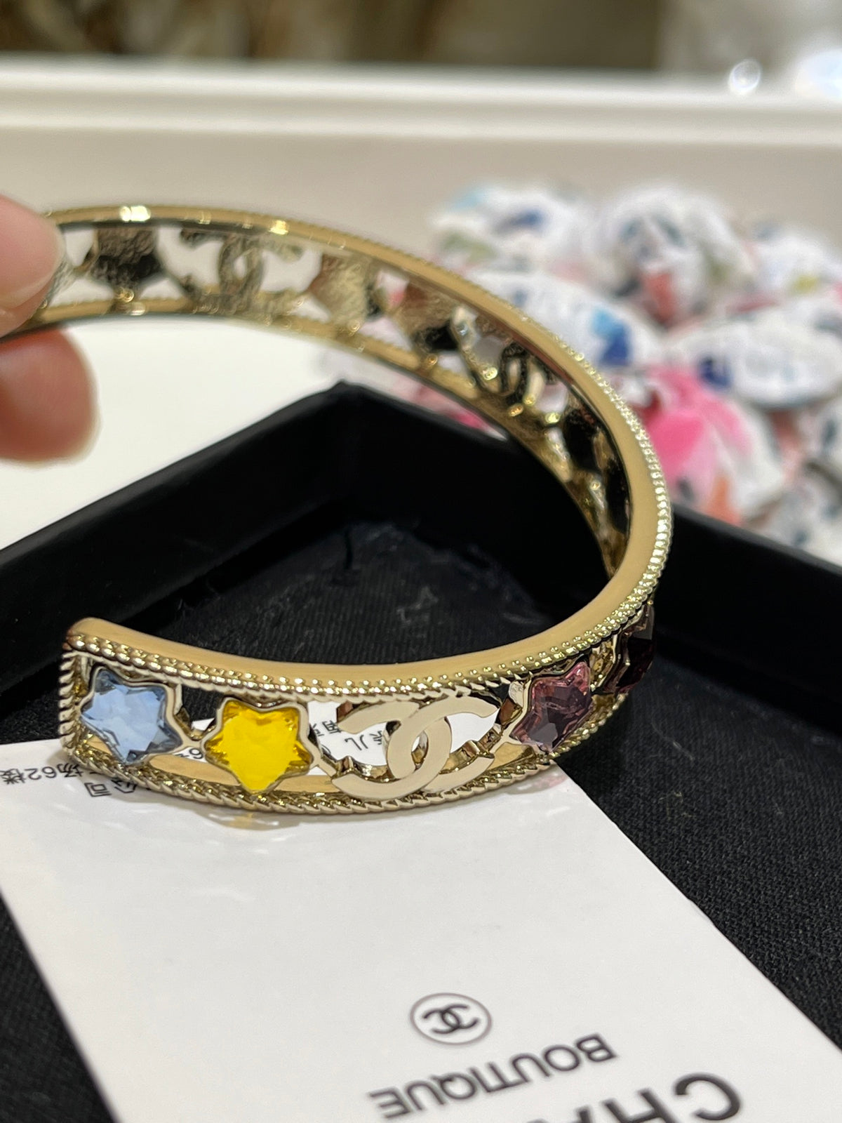 Colorful Stone & Pave Cuff Bracelet