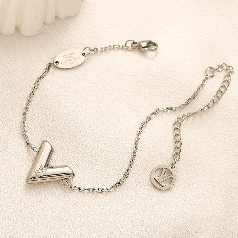 304 Stainless Steel V-Motif Earrings, Bracelet & Necklace Collection