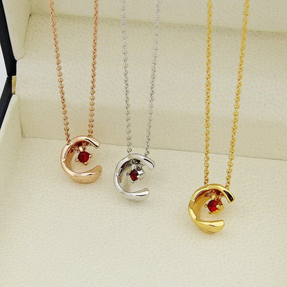 Pave C-Letter Pendant Necklace