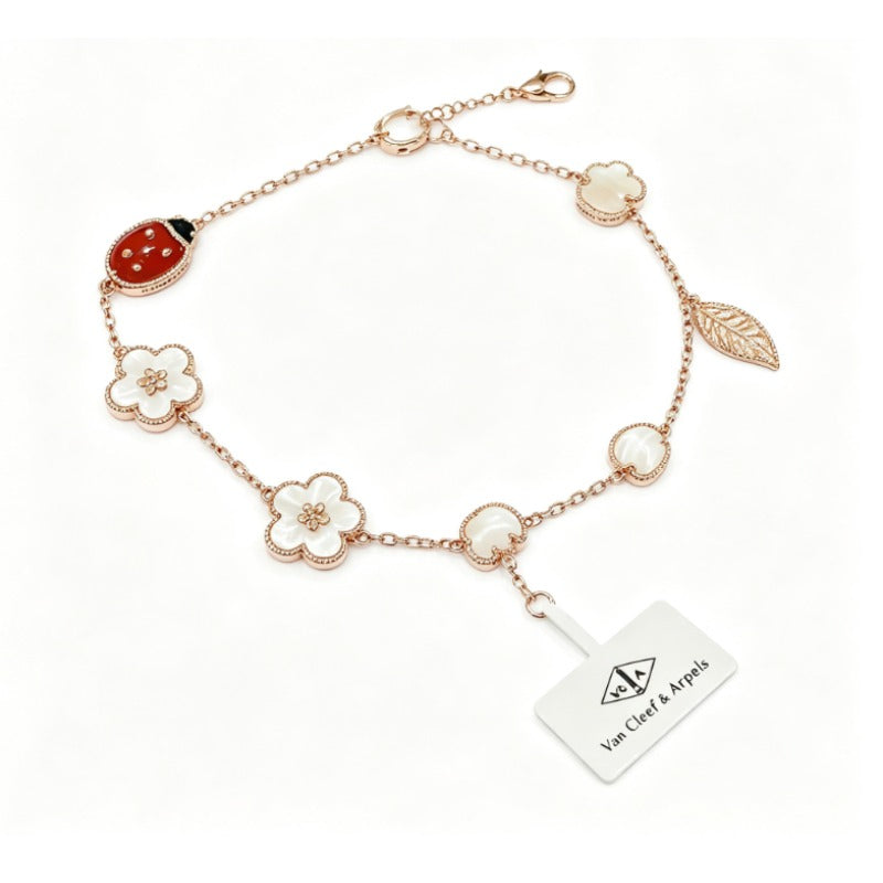 Ladybug & Flower Chain Bracelet