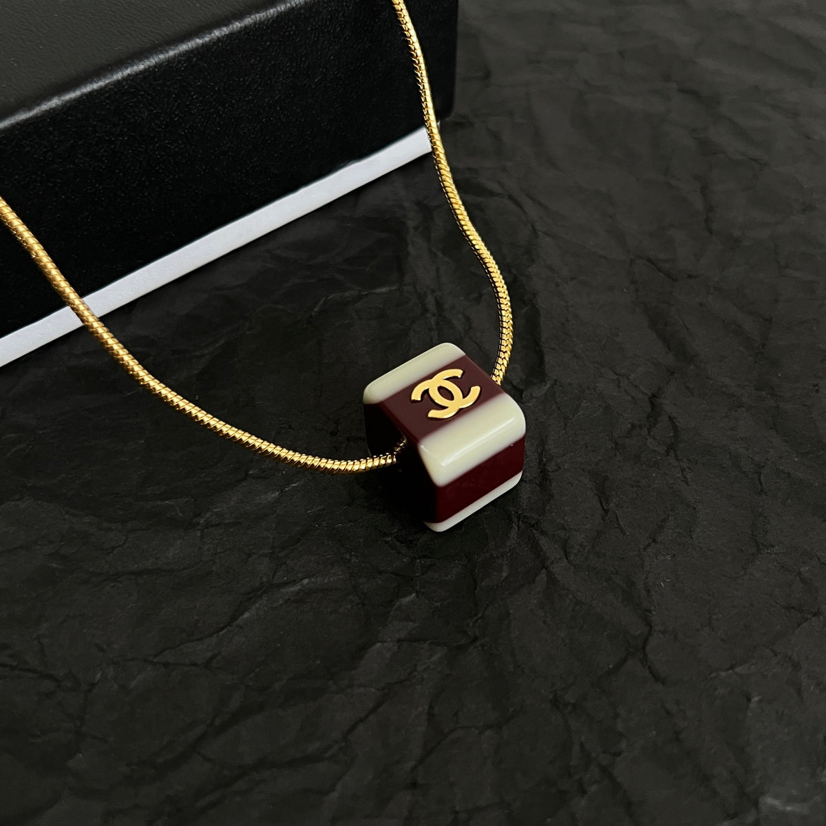 Striped Interlocking-C Pendant Necklace