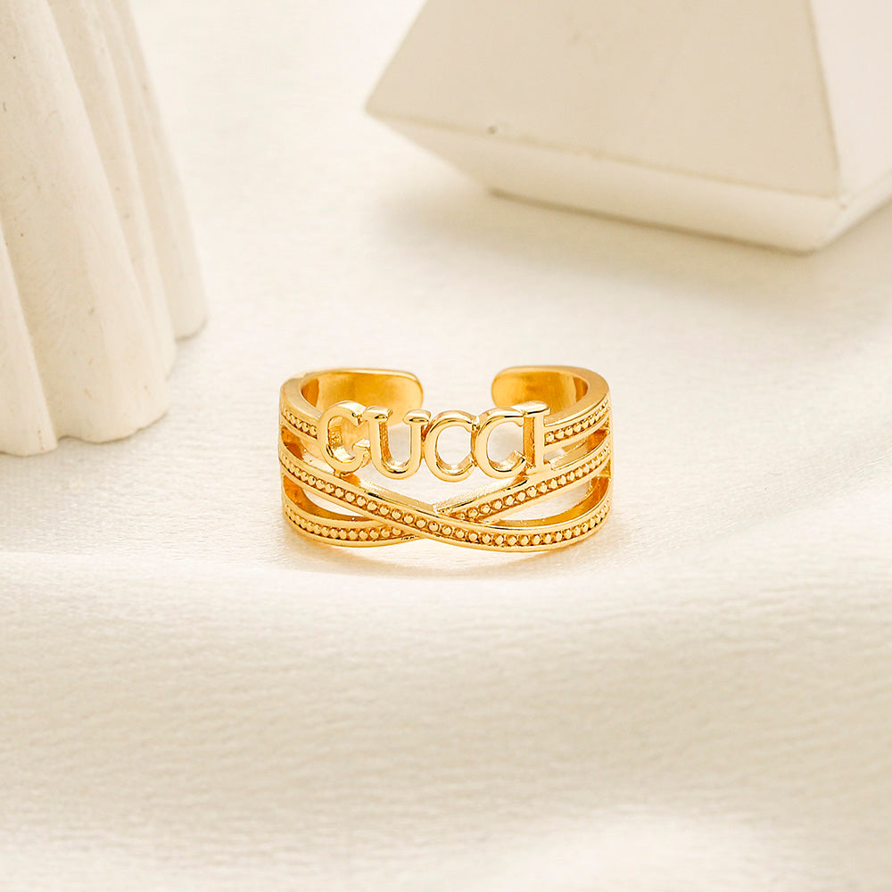 Anello placcato oro vero in rame e zirconio
