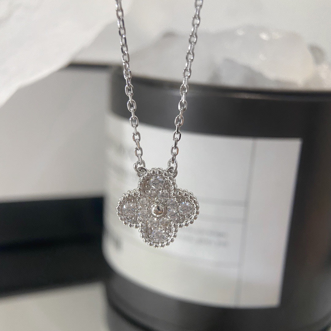 Pave Quatrefoil Pendant Necklace