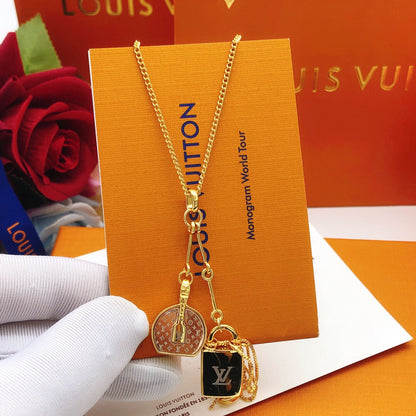 Heart & Open-Square Pendant Necklace