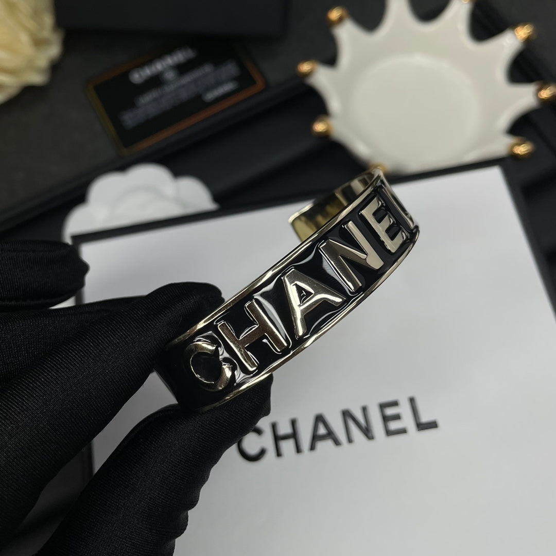 Bold Lettering Wide Cuff Bracelet