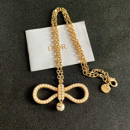 Pave Infinity Pendant Necklace with Pearl-Look Drop