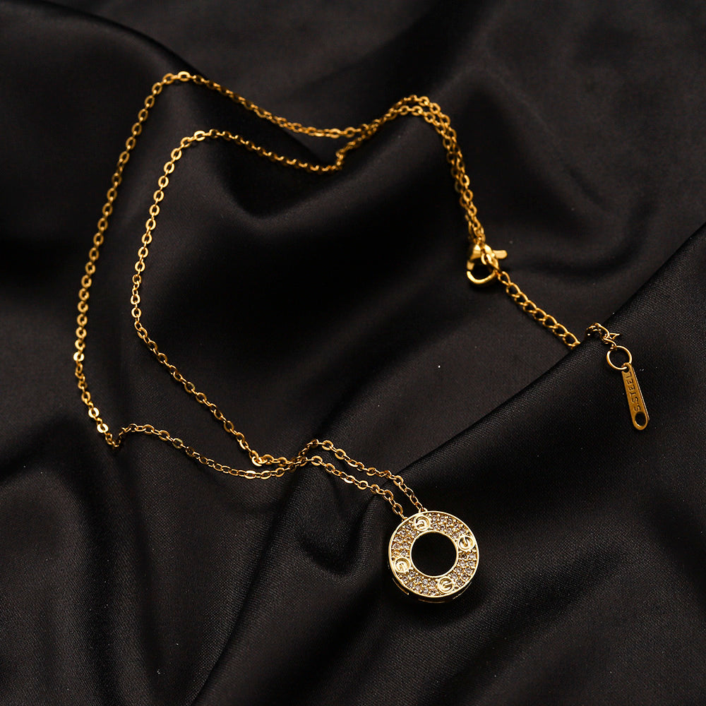 Copper Pave Open-Circle Pendant Necklace