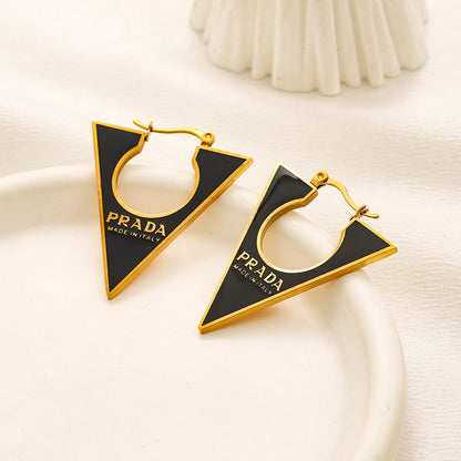 Alloy Triangle Cutout Hoop Earrings