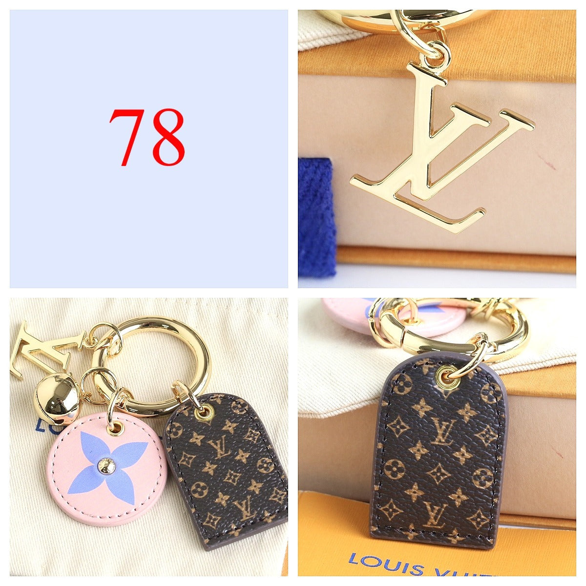 Premium Fashion Keychain Stylish Accessory、L*V Series、𝐊𝐞𝐲𝐜𝐡𝐚𝐢𝐧𝐬 & 𝐊𝐞𝐲 𝐑𝐢𝐧𝐠𝐬（𝐇）