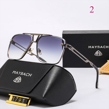 Geometric Aviator Sunglasses with Cutout Metal Temples