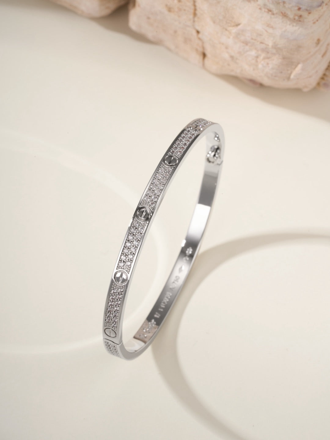 Pave Screw-Detail Bangle Bracelet