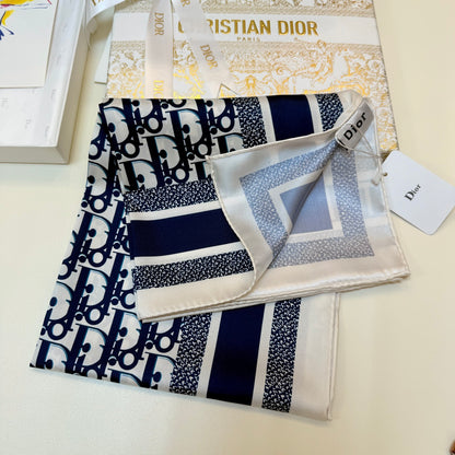 Repeating Monogram Stripe-Edge Square Scarf - 90 x 90 cm