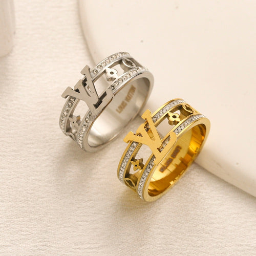 Copper Zirconium Real Gold Plated Ring,Rings Collection、L*V  Series