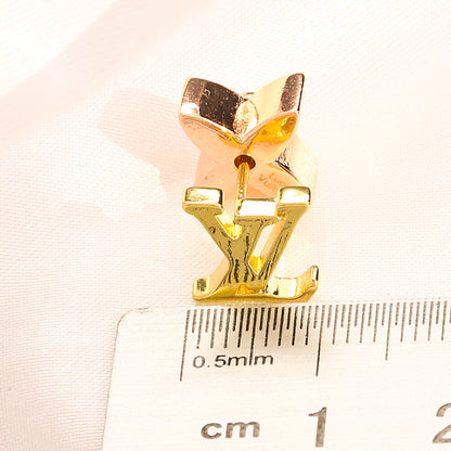Copper Asymmetric Flower & Monogram Stud Earrings