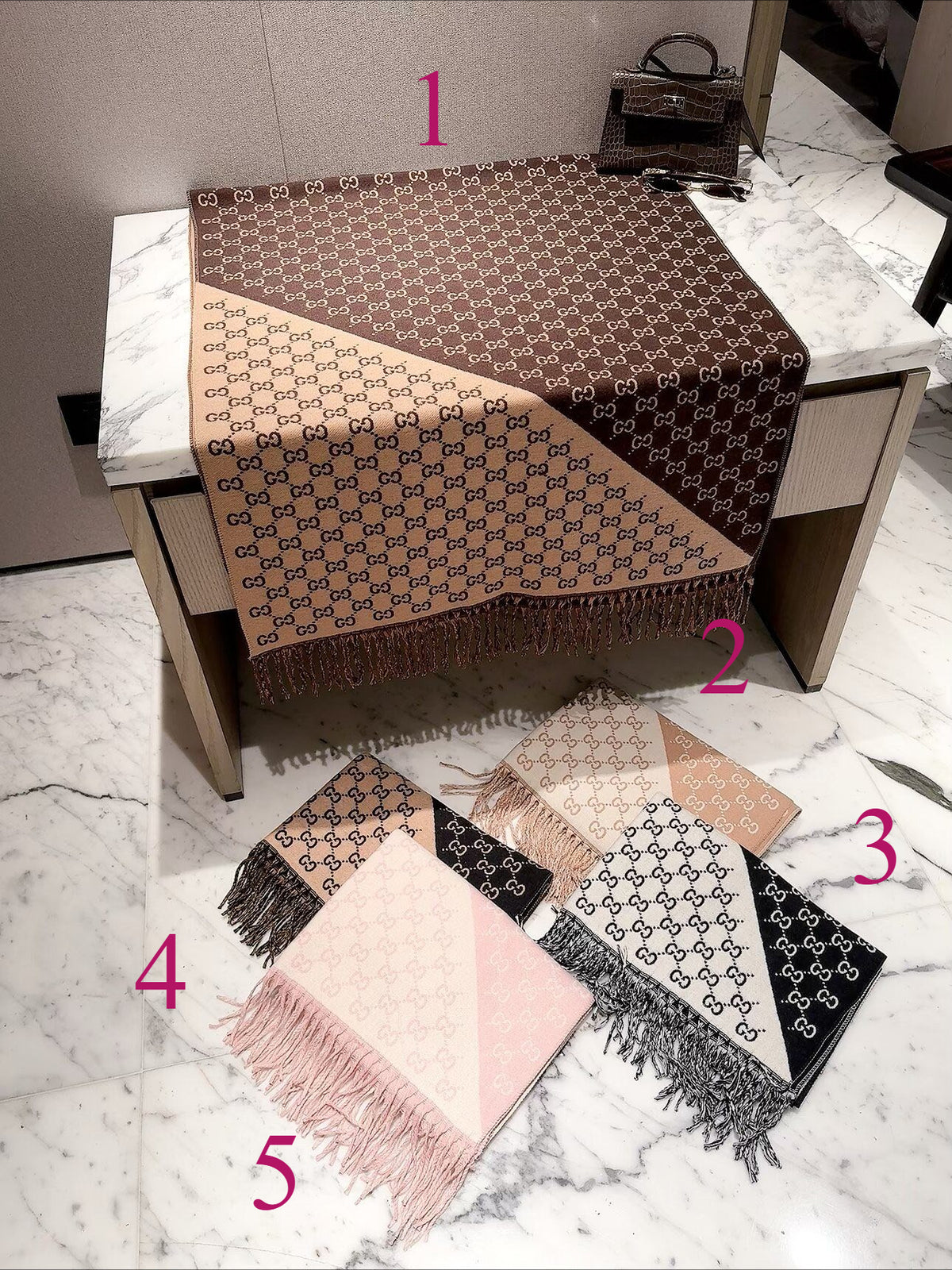 Diagonal Colorblock Monogram Scarf