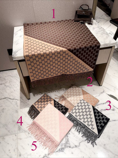 Diagonal Colorblock Monogram Scarf