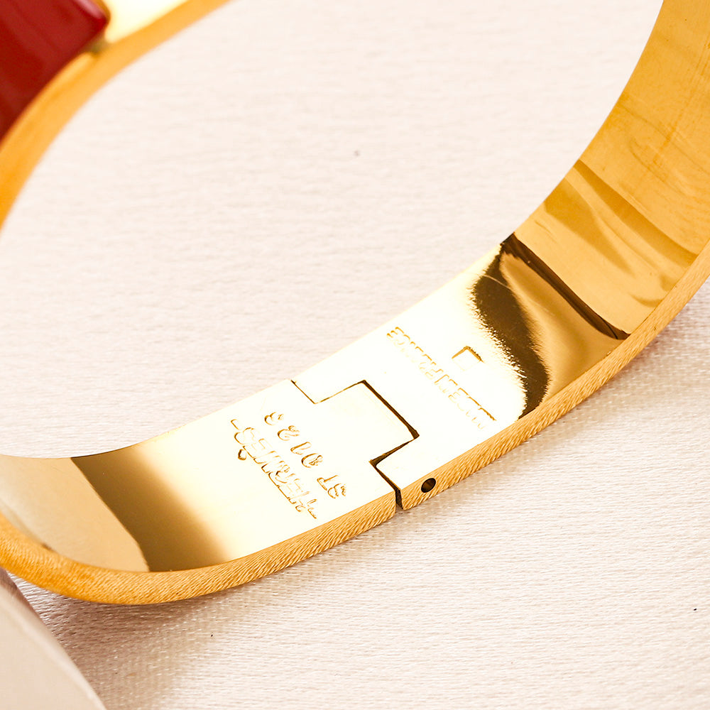 304 Stainless Steel Color-Inlay H-Clasp Bangle Bracelet
